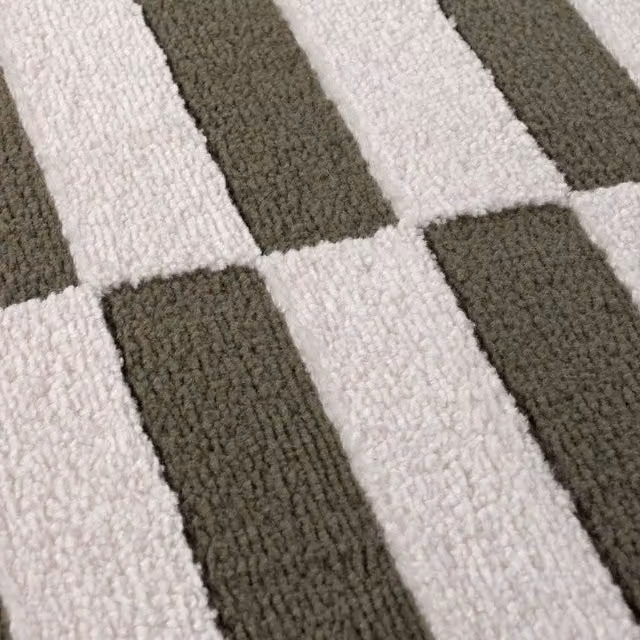 The Rugs Loft Terra Offset Striped Textured Rectangular Rug in Green and Grey, W: 240 cm, D: 340 cm