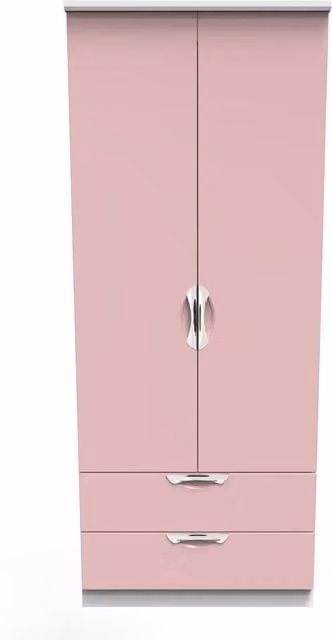 2 U Holborn Ready Assembled 2 Door 2 Drawer Wardrobe in Dusty Pink