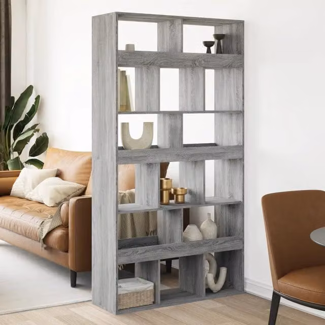 Berkfield Home Grey Sonoma Room Divider in Engineered Wood, W/D/H: 100 x 33 x 187.5 cm – 1