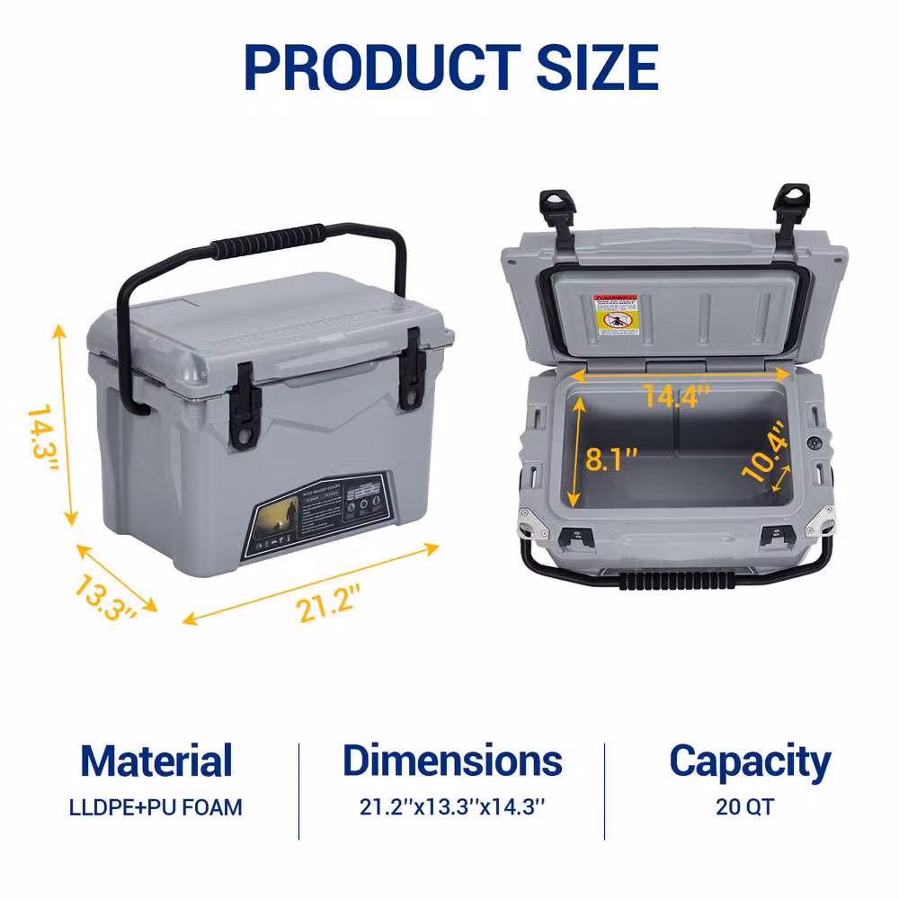 London Boutique Ice Chest Cooler Box 20QT Grey – 4