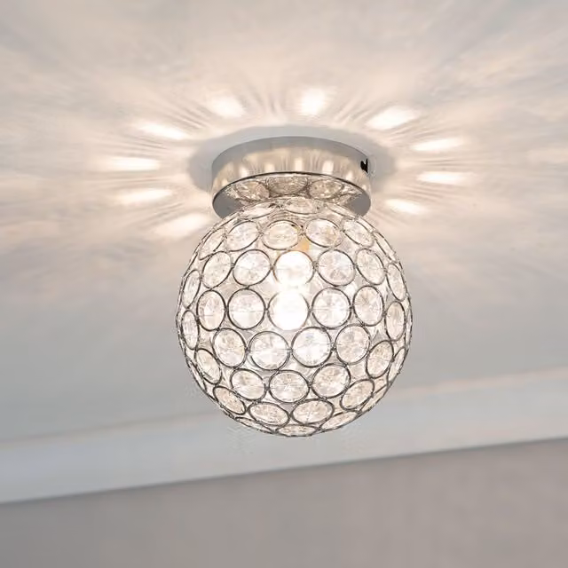 ValueLights Ella Ceiling Light Fitting in Chrome with LED Bulb Included