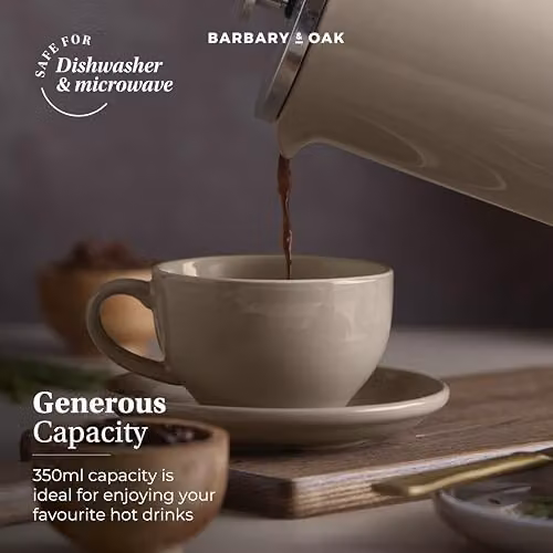 Barbary & Oak Nattura Set of 2 Stoneware Coffee Cups and Saucers, 350ml, Cashmere Beige – 6
