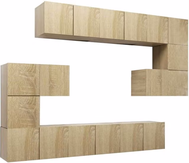Berkfield Home 10 Piece Modern TV Cabinet Set in Sonoma Oak and Light Brown Engineered Wood
