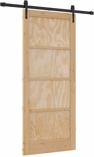 Berkfield Home Orkdal Modern Sliding Door with Hardware Set in Beige Solid Wood Pine – 1