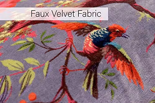 Riva Paoletti Paradise Square Cushion with Colourful Bird Print in Purple and Brown Faux Velvet and Cotton, W/D/H: 50 x 50 x 50 cm – 3