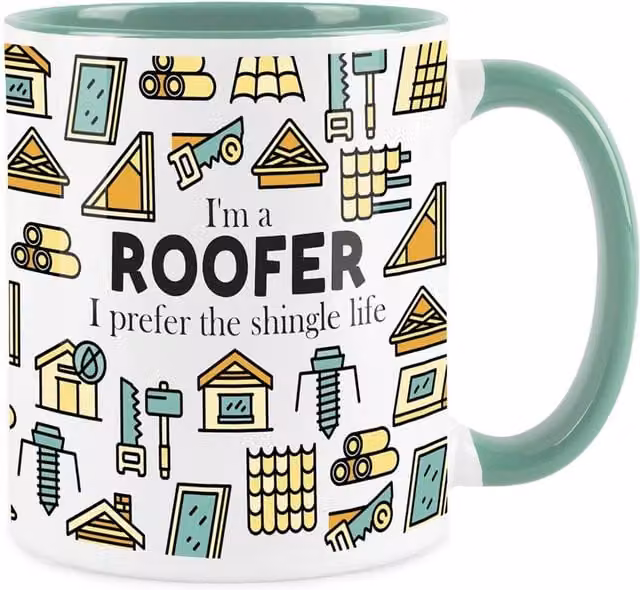 Purely Home Novelty Roofer Ceramic Mug in Turquoise