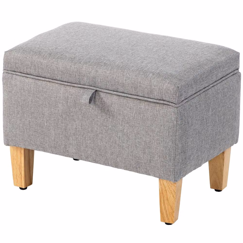 STILVORA Modern Rectangular Storage Ottoman with Padded Fabric Top in Grey – 2
