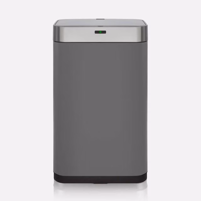Tower T838001 Square Sensor Bin in Titanium with Fingerprint Proof Stainless Steel Finish and Soft Close Lid