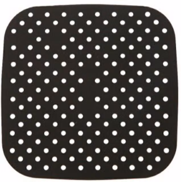 KDMK Reusable Nonstick Square Silicone Air Fryer Liner Pad, Black, W: 21.59 cm x D: 21.59 cm x H: 21.59 cm
