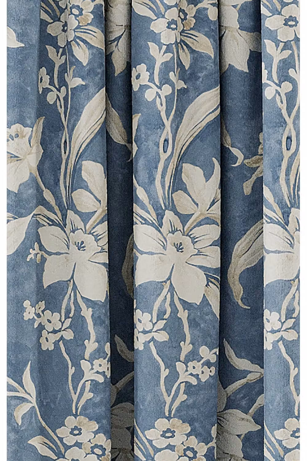 V & A Daffodil Dreams Blue Floral Lined Cotton Fabric Curtains, Width: 167 cm, Drop: 183 cm – 3
