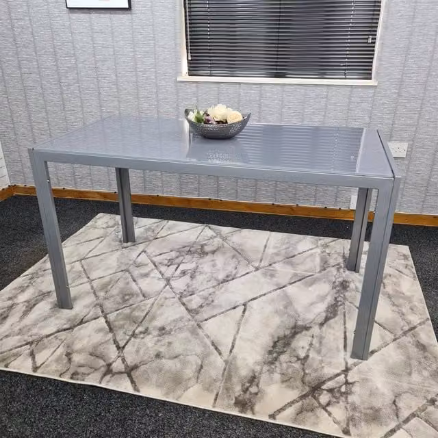 Kosy Koala Modern Rectangular Grey Glass Dining Table for 6 Seats