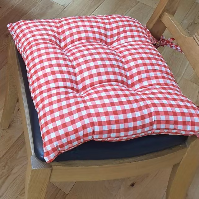 Kitchenwise Gingham Check Quilted Seat Pad Cushion in Red