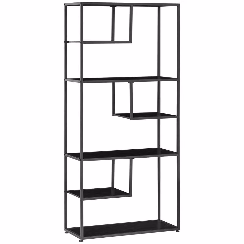 HOMCOM 6-Tier Industrial Ladder Bookcase in Black, W/D/H: 34 x 20 x 180 cm – 2