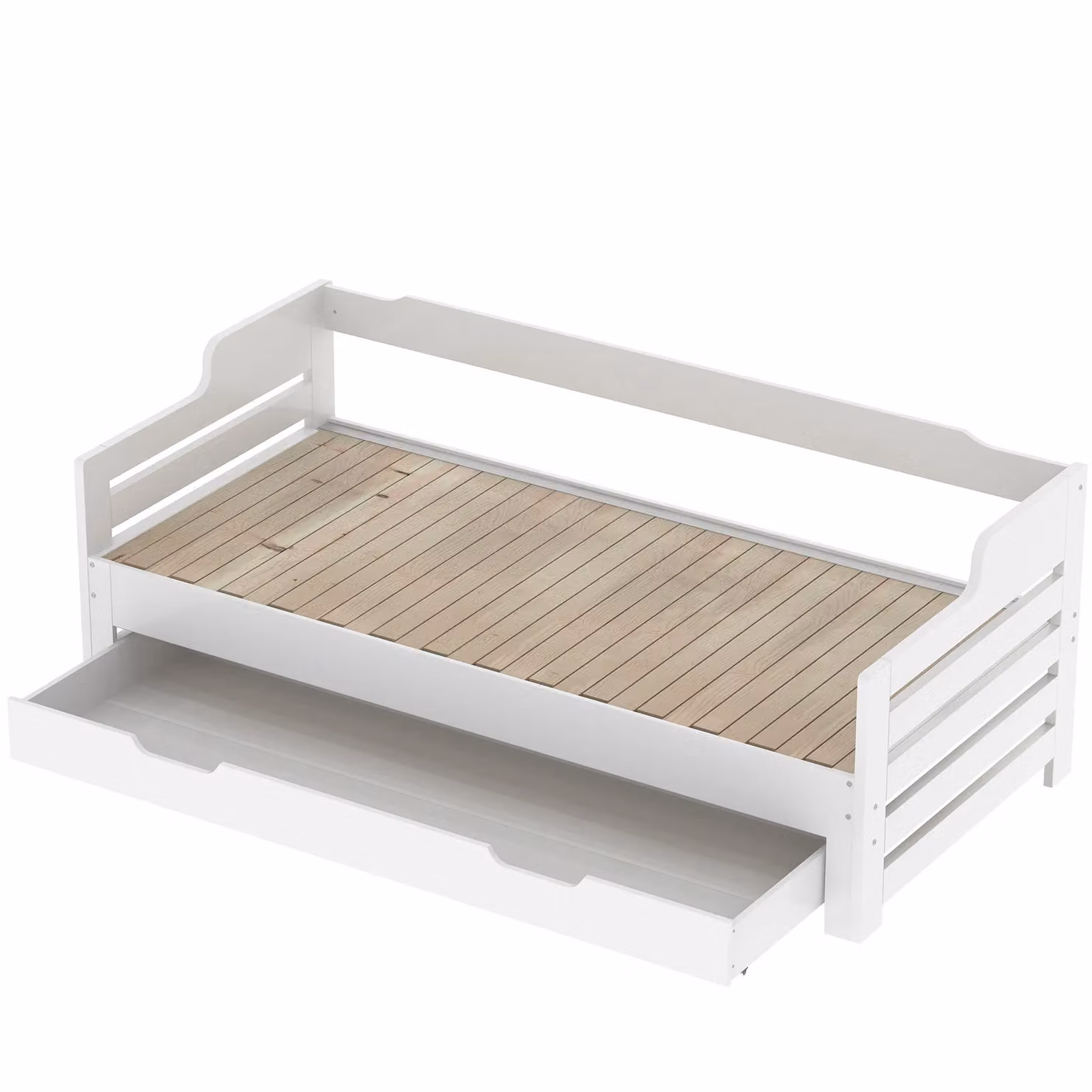 AKA White Solid Wood Single Daybed with Trundle and Drawers, 90 x 190 cm – 3
