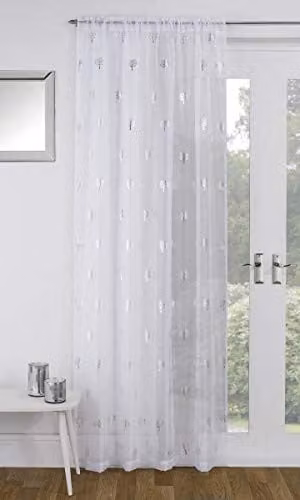 Tyrone Textiles Tyrone Birch White Transparent Voile Curtain Panel, W: 140 cm, H: 121.92 cm