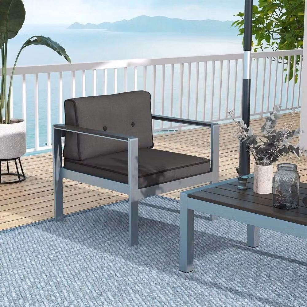 Havendro Modern Aluminium Garden Armchair with Grey Cushions – 5