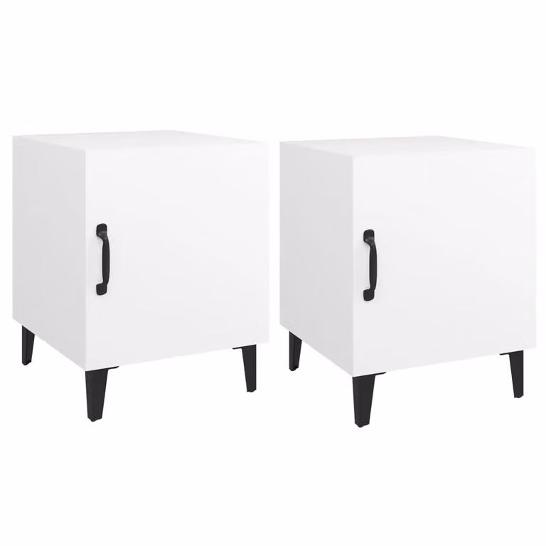 Berkfield Home Set of 2 White Matt Engineered Wood Wall Mounted Bedside Cabinets