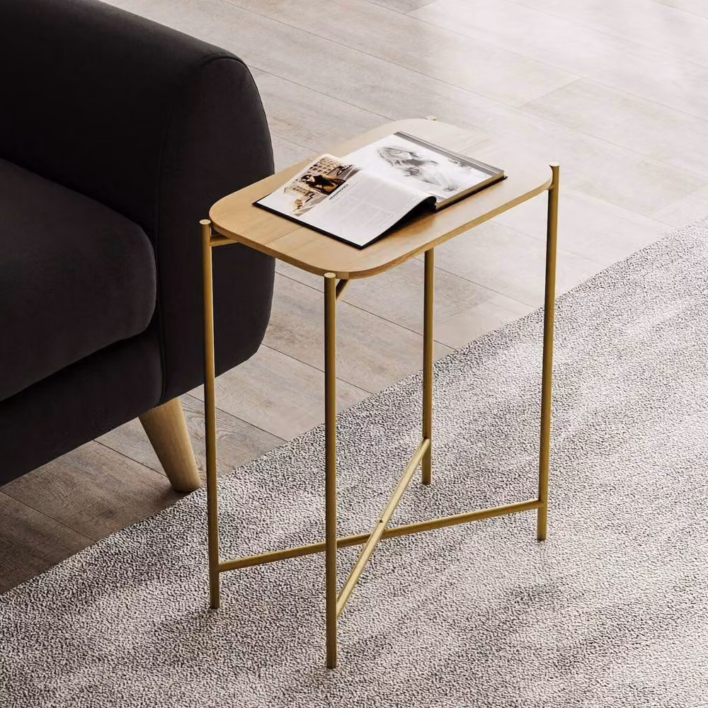 CALICOSY Jamie Rectangular Side Table with Metal Legs in Gold, Height: 56 cm, W/D/H: 40 x 40 x 56 cm – 3