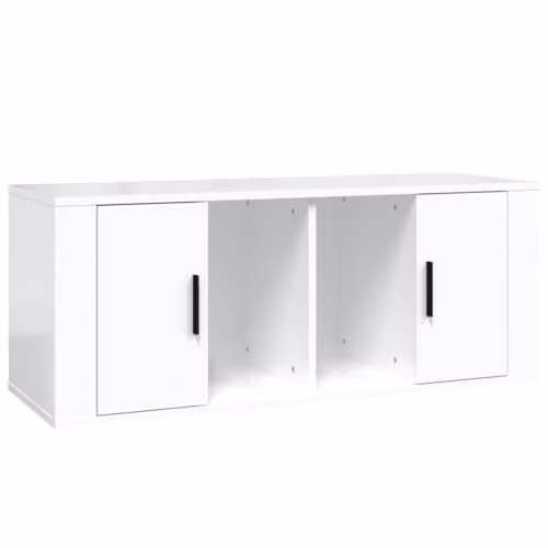 vidaXL Modern High Gloss White Engineered Wood TV Cabinet – 1