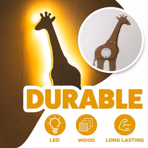 Marco Paul Interiors Giraffe LED Night Light, White Wooden Battery Operated Wall Lamp for Childrens Room Decor – 2