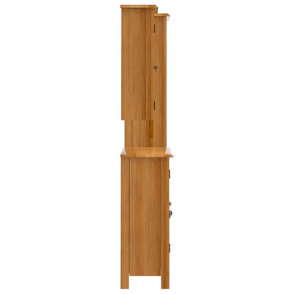 Berkfield Home 3 Piece Rustic Brown Solid Wood Pine Bathroom Furniture Set – 4