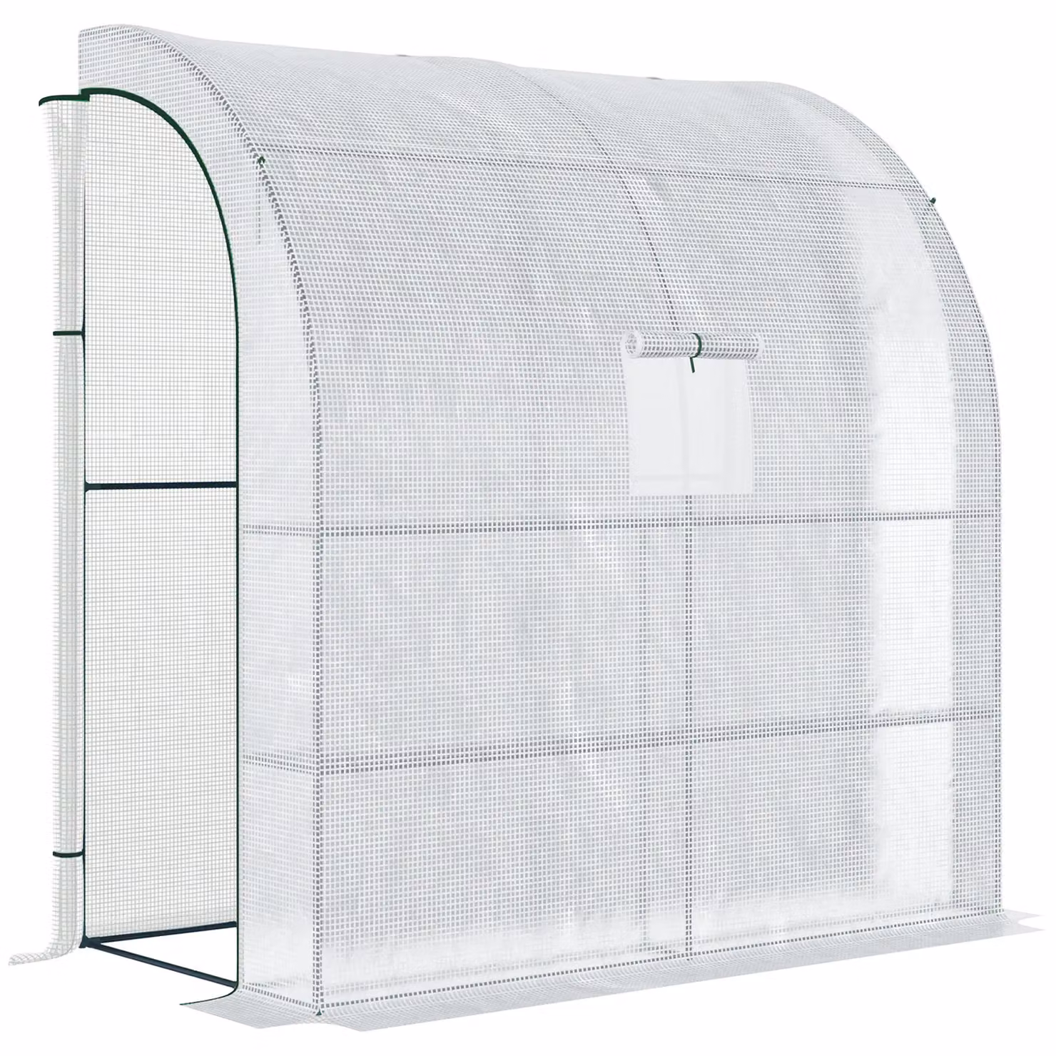 Outsunny White Walk-In Lean-to Wall Greenhouse with Window and Door, W: 100 cm, D: 200 cm, H: 213 cm – 2