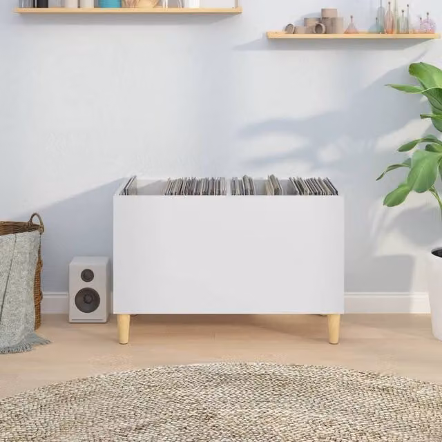 Berkfield Home Record Cabinet in White, W/D/H: 74.5 x 38 x 48 cm – 1