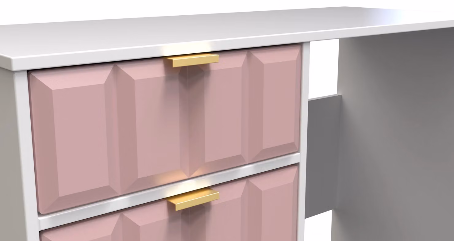 Ready Assembled 2 U Metro 4 Drawer Vanity in Dusty Pink and Gold – 3