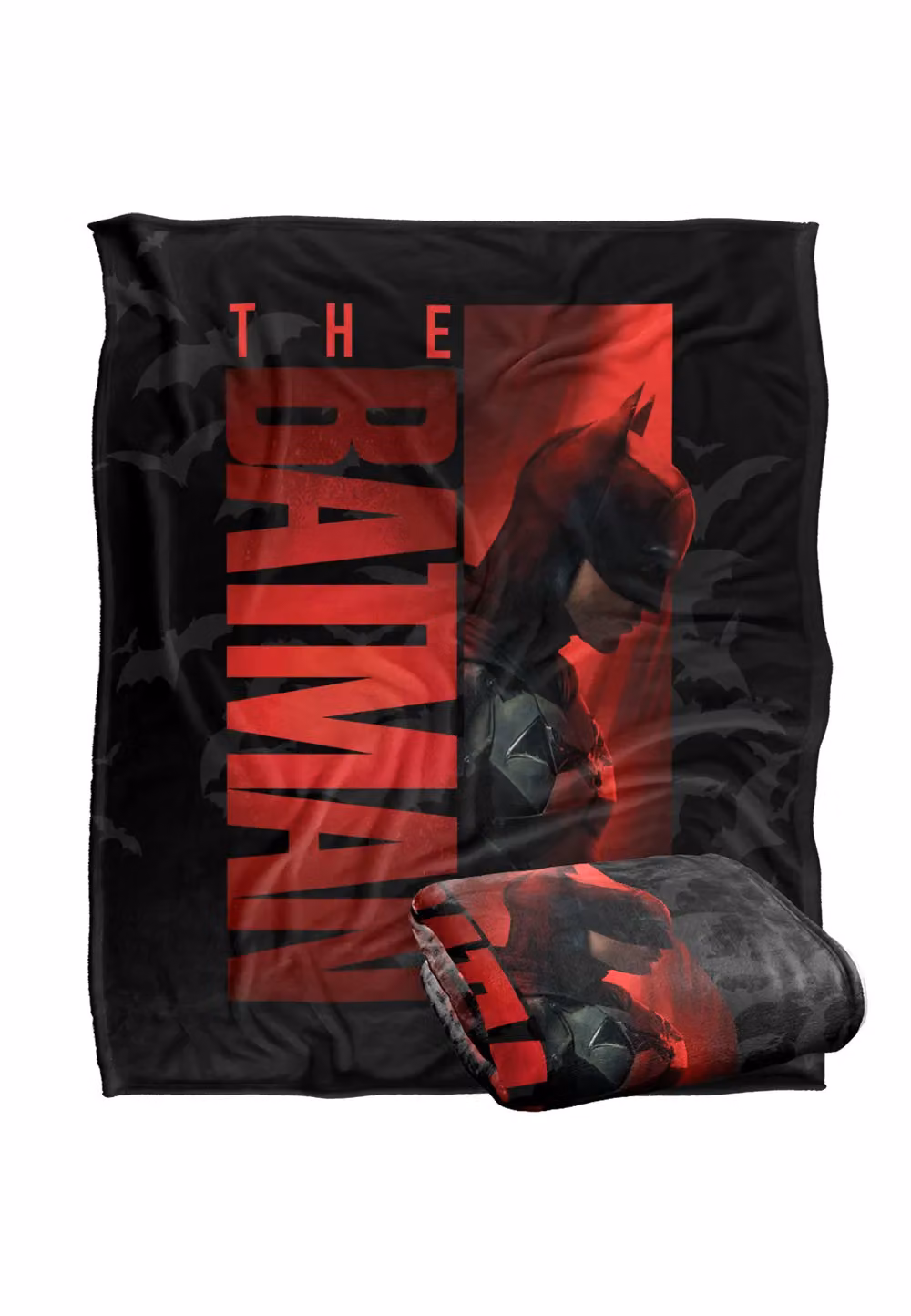 DC Comics The Batman (2022) Vertical Tiles Blanket, White, W: 152 cm, D: 127 cm – 2