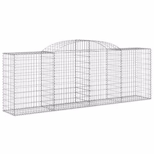 vidaXL Set of 15 Arched Gabion Baskets in Silver Galvanised Steel, W/D/H: 300 x 50 x 100/120 cm – 1
