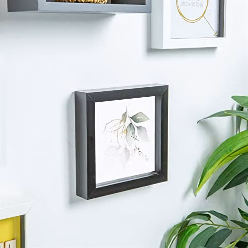 Nicola Spring Square 3D Shadow Box Photo Frame, Black, W/D/H: 15 x 15 x 3.5 cm – 3