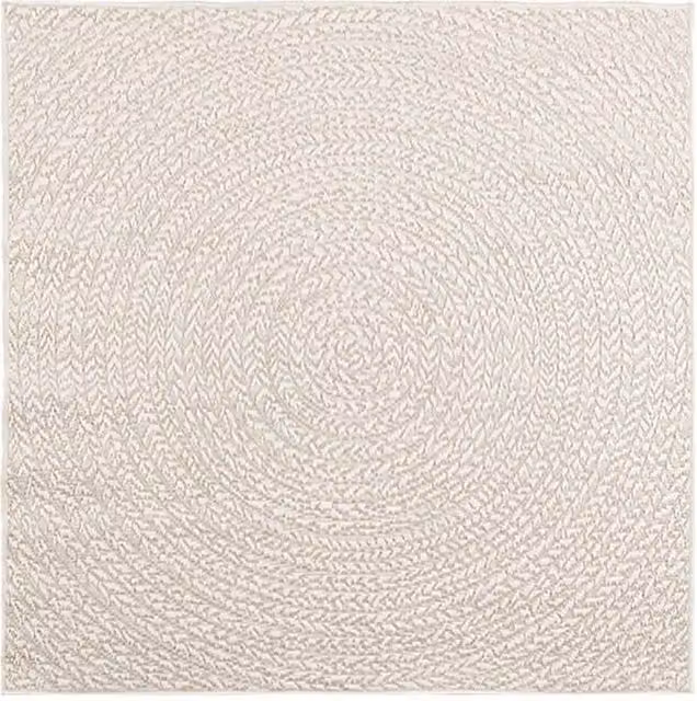 Berkfield Home ZIZUR Round Jute-Look Rug in Beige, UV-Resistant Polypropylene for Indoor and Outdoor Use, Diameter: 120 cm