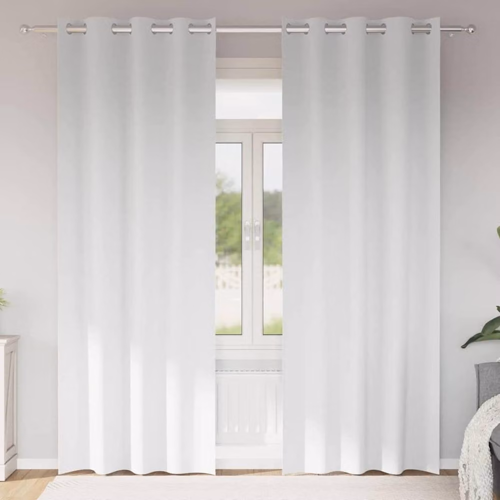 Berkfield Home Modern Eyelet Curtains, 2 Pack, White, Polyester, H 245 x W 140 cm