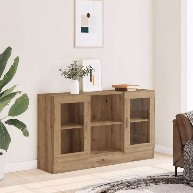 Berkfield Home Artisan Oak Sideboard in Brown, W/D/H: 120 x 30.5 x 70 cm – 1