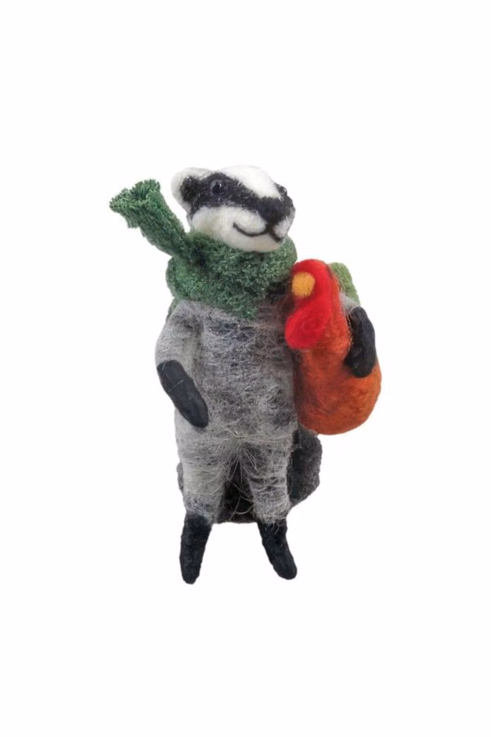 KDMD Multicolour Felt Badger Holding a Turkey Hanging Christmas Decoration, 11 cm – 2