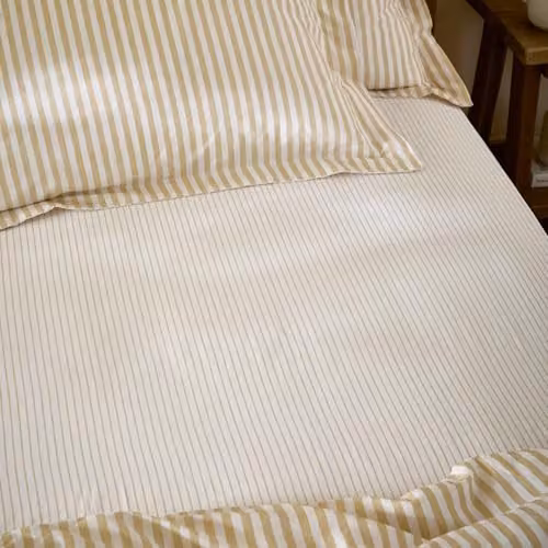 Yard Hebden Narrow Stripe 100% Cotton Fitted Sheet in Yellow, W/D/H: 150 x 200 cm
