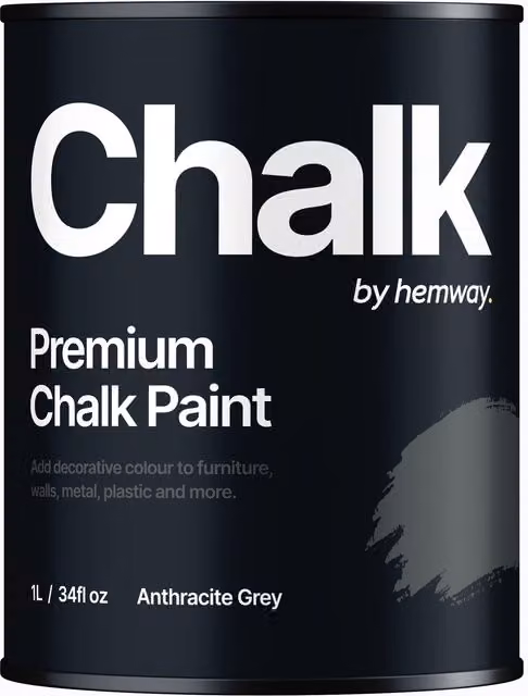 Hemway Opaque Chalk Paint in Anthracite Grey, Flat Matt Finish, 1 l