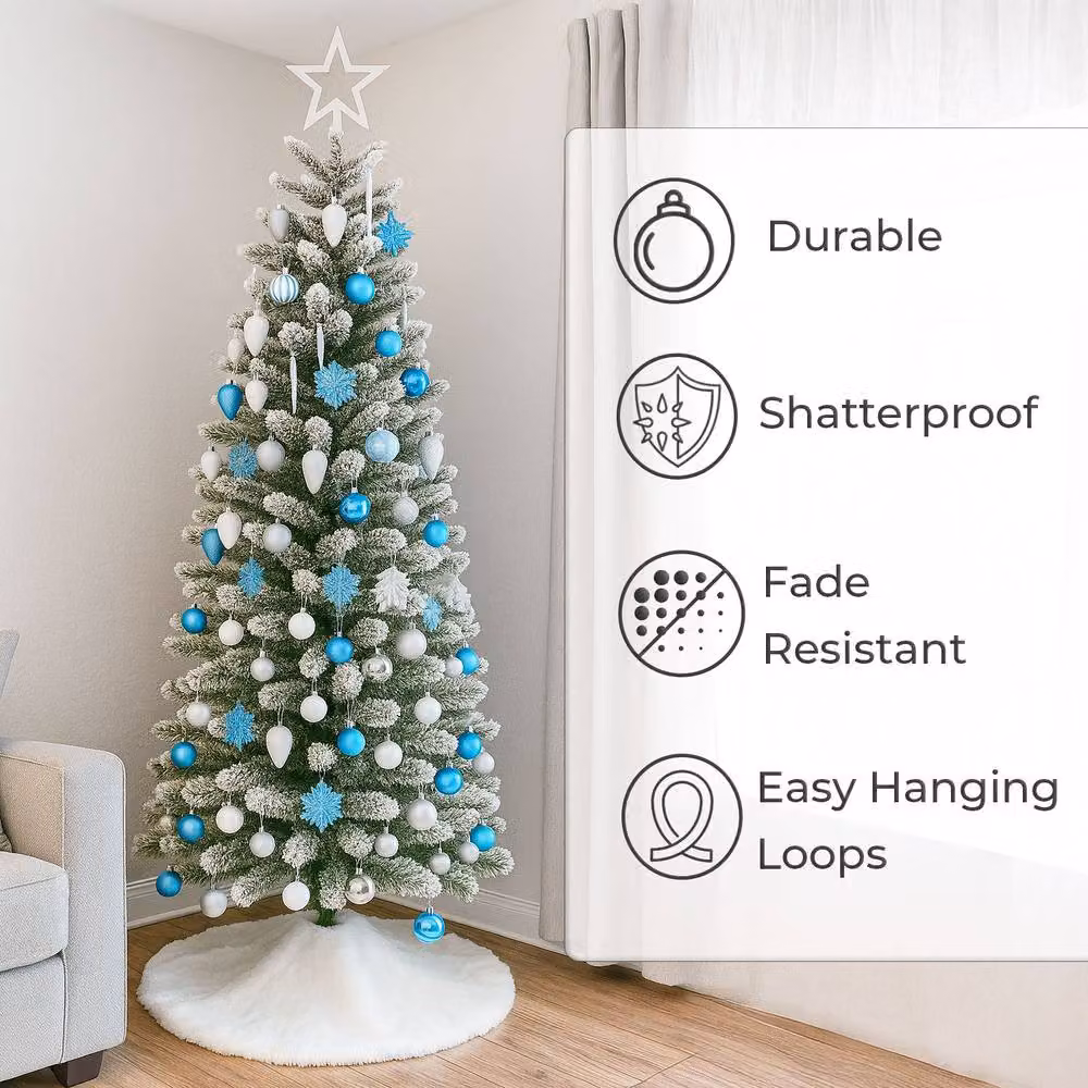 Neo 110-Piece Christmas Tree Bauble Ornament Set in Blue and White – 3