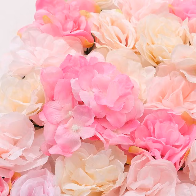 Livingandhome 2-Piece Artificial Rose Flower Panel Backdrop in Pink and Yellow