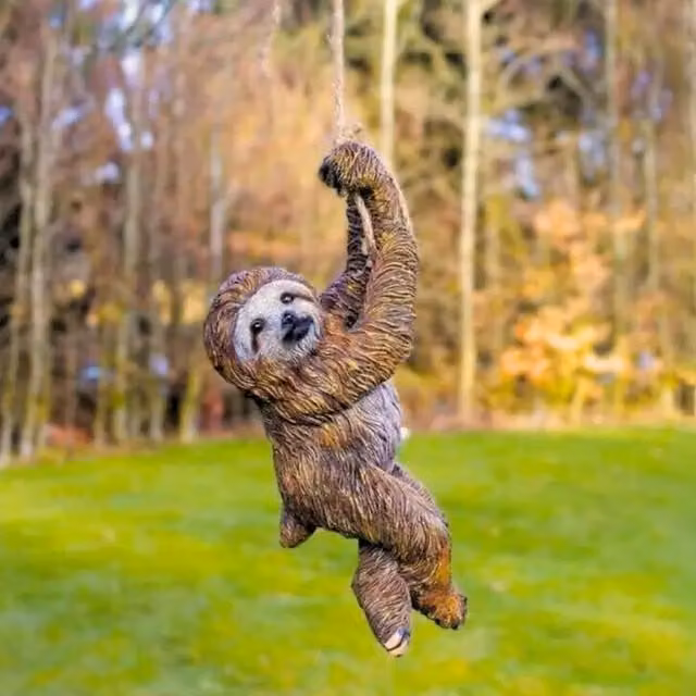 Marco Paul Sloth Hanging Garden Statue in Brown Resin