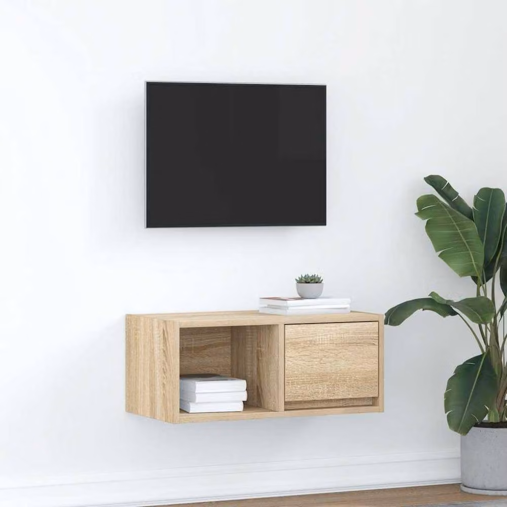 Berkfield Home TV Cabinet in Sonoma Oak, Beige, W: 60 cm, D: 31 cm, H: 25.5 cm – 2