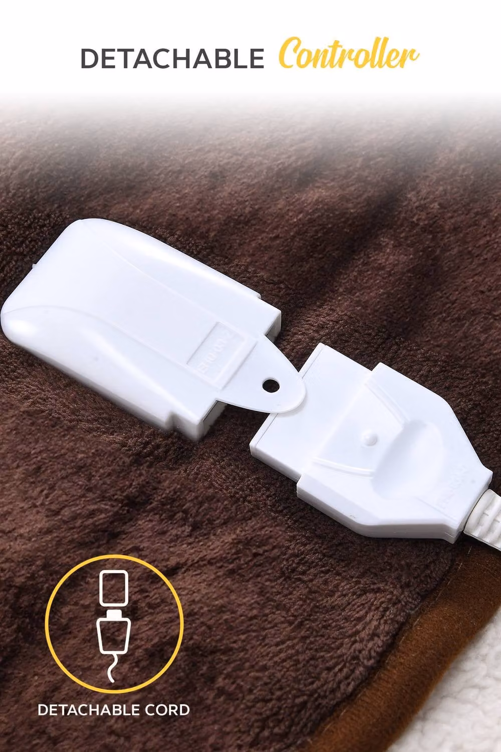 MONHOUSE Heated Electric Throw with 9 Heat Settings and 9H Timer, Brown Shearling Fleece Blanket, Single – 3