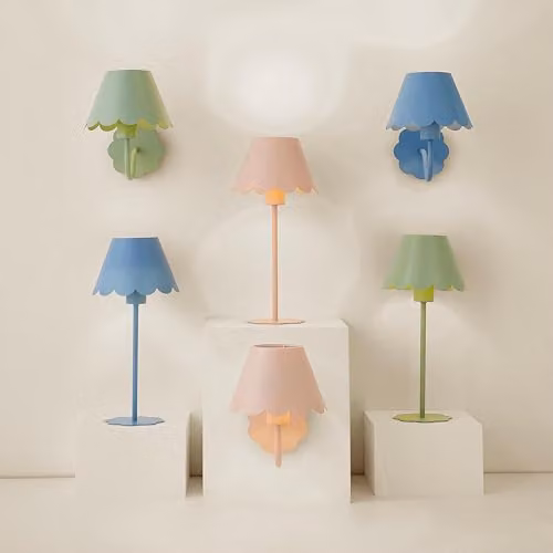 ValueLights Hattie Rechargeable Metal Scalloped Edge Wall Light in Blue – 4