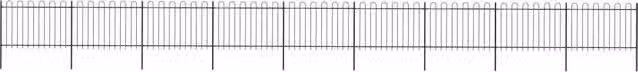 Berkfield Home Black Powder-Coated Steel Hoop Top Garden Fence