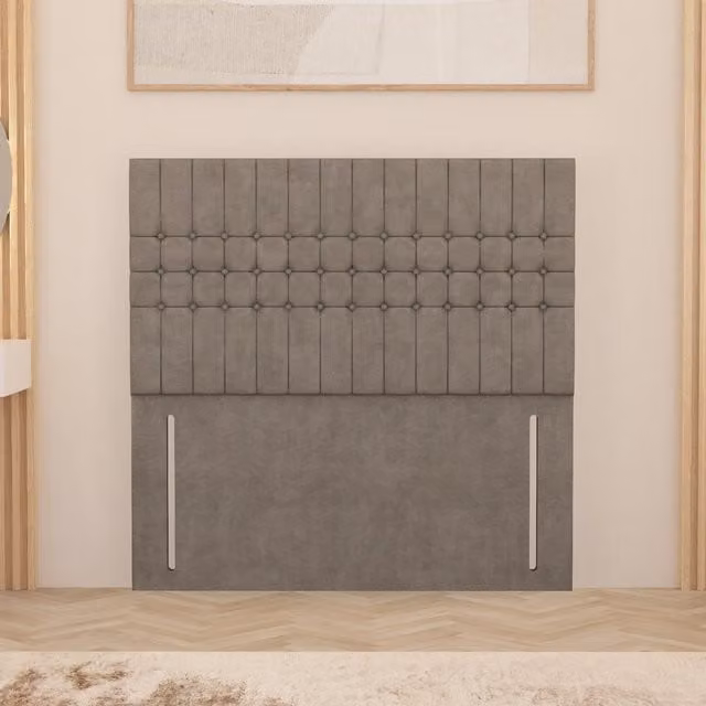 Somnior Beds Ltd Lexington Geometric Plush Velvet Floor Standing Upholstered Headboard in Silver/Grey, King Size