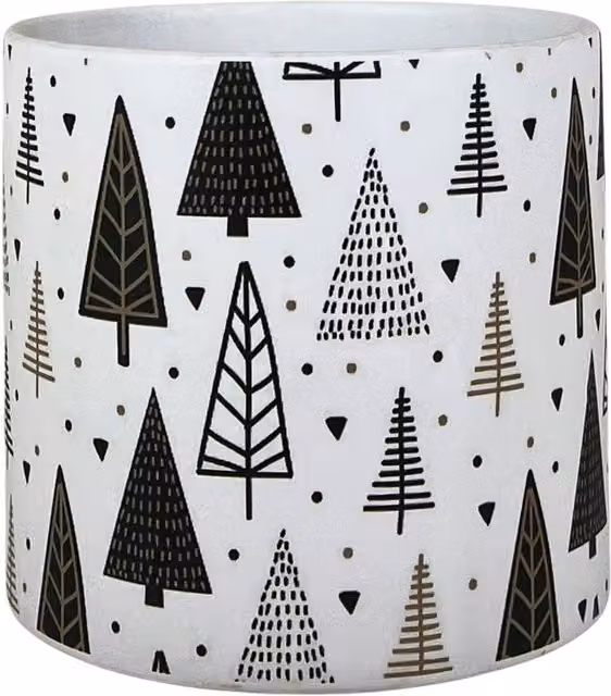 Four Candle White Ceramic Christmas Tree Pattern Tabletop Pot, W/D/H: 16 x 16 x 16 cm