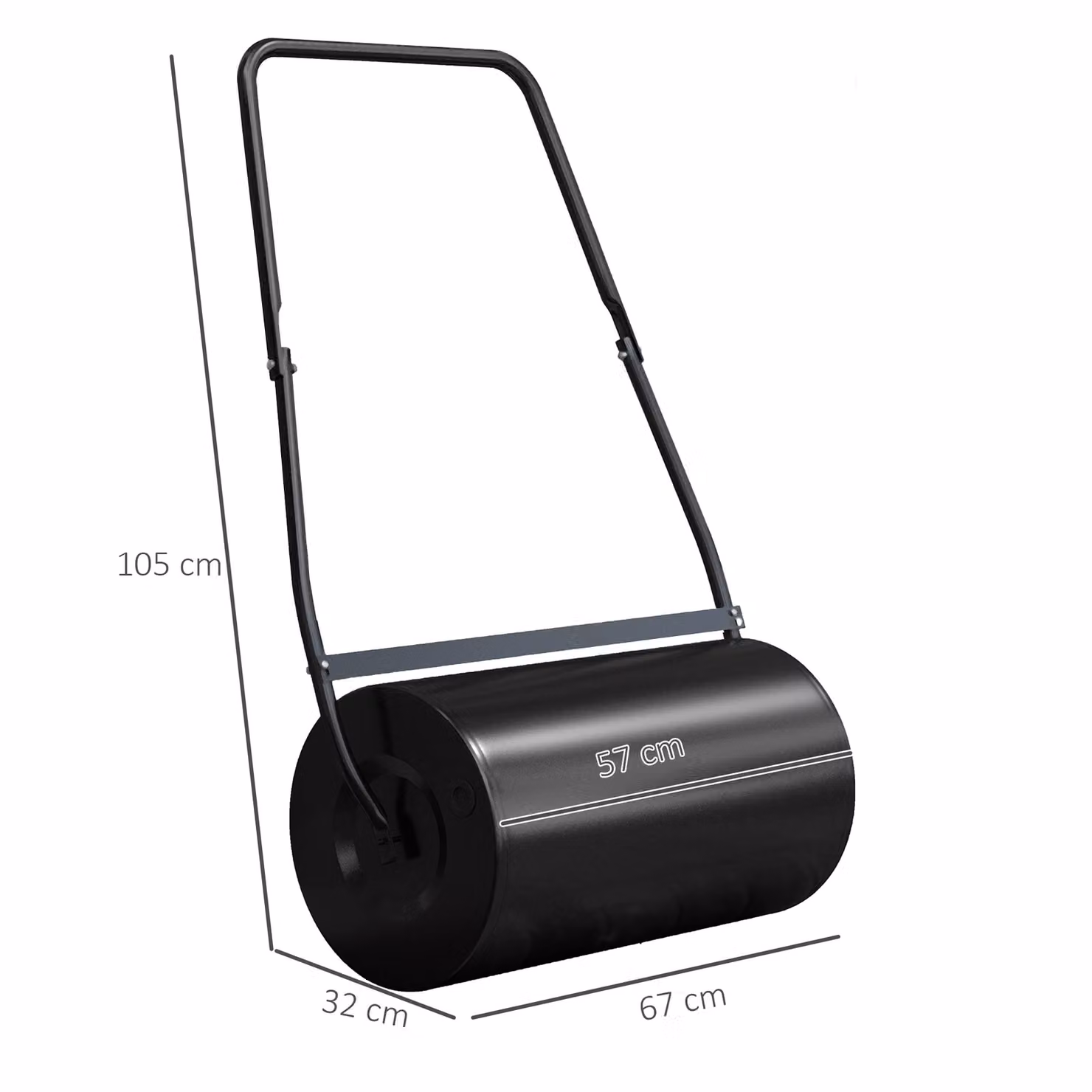 DURHAND Heavy Duty Manual Garden Lawn Roller, Black Steel, 46L Capacity – 3