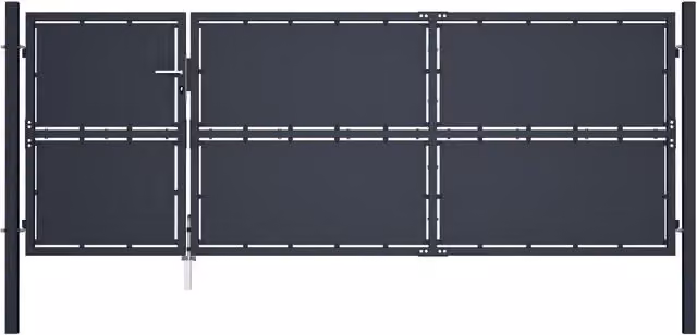 Berkfield Home Anthracite Steel Swing Garden Gate, W: 350 cm, H: 125 cm – 1