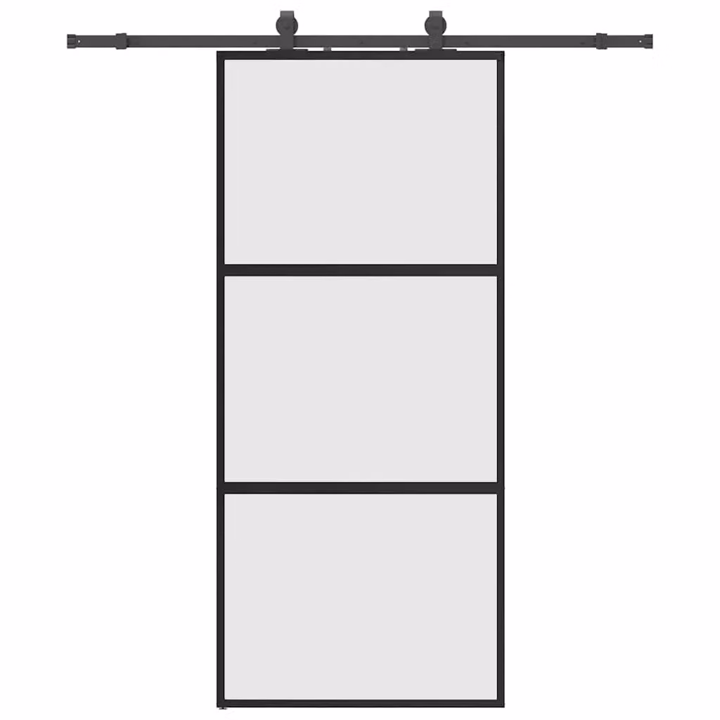 Berkfield Home Modern Black Sliding Glass Door with Hardware Set, W: 90 cm, H: 205 cm – 2