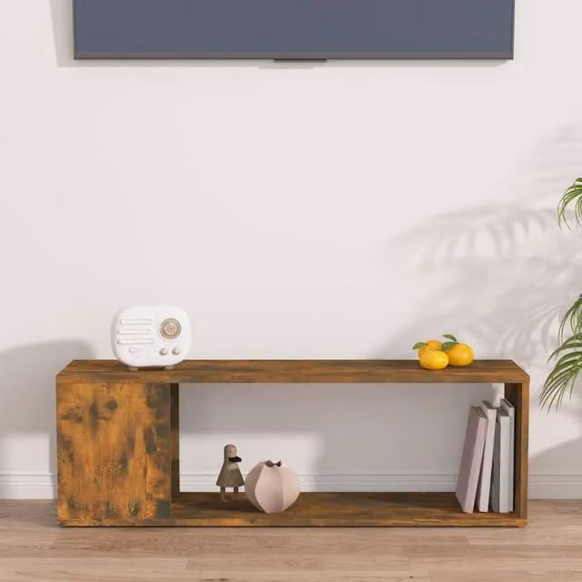 Berkfield Home Smoked Oak TV Cabinet in Brown, W/D/H: 100 x 24 x 32 cm